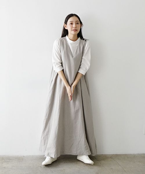 Mochi モチ silk denim jumper skirt ジャンパースカート