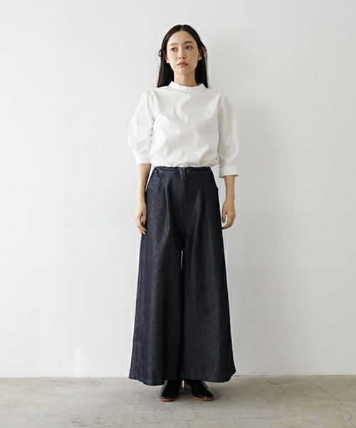 マキ　　キュロットパンツ Mochi モチ silk cotton denim culottes patns デニムキュロット