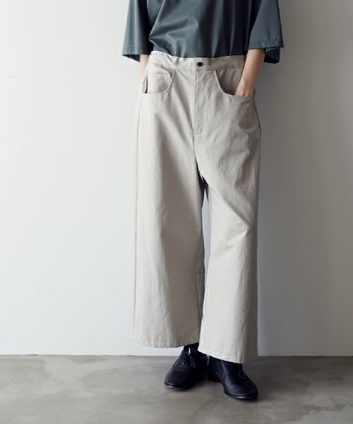 VU ヴウ 5 poket wide cropped pants [CHALK] vu-pnt-007