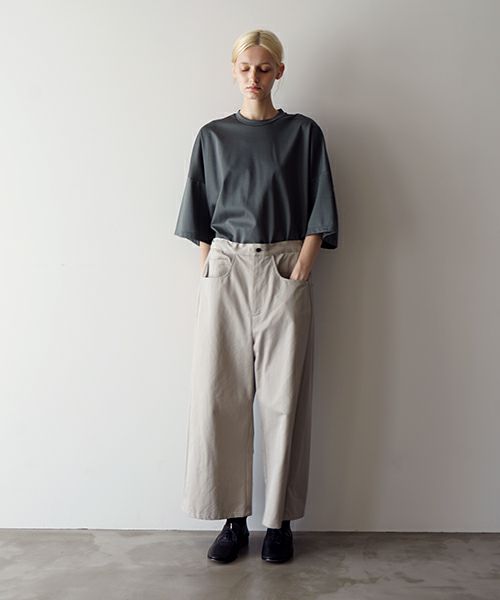 VU ヴウ 5 poket wide cropped pants [CHALK] vu-pnt-007
