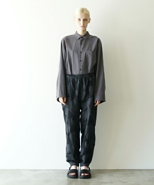 VUヴウgeometric easy tapered pants [BLACK×STEEL] vu-pnt-008