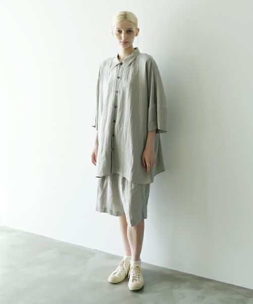 VU ヴウdolman shirt [STONE GRAY］リネンドルマンシャツ vu-sht-006