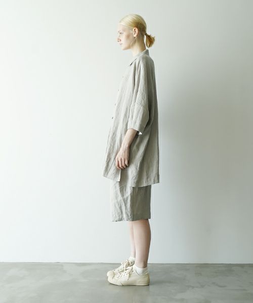VU ヴウdolman shirt [STONE GRAY］リネンドルマンシャツ vu-sht-006