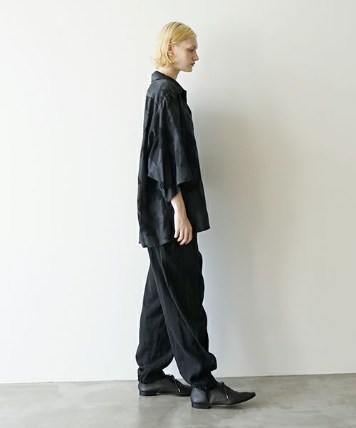 VUヴウgeometric open collar shirt [BLACK×STEEL］幾何学開襟シャツ vu-sht-005