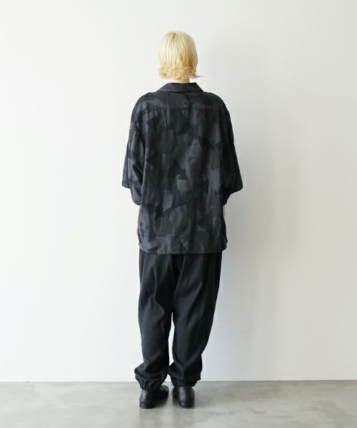 VUヴウgeometric open collar shirt [BLACK×STEEL］幾何学開襟シャツ vu-sht-005