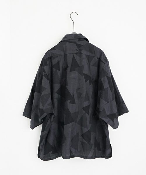 VUヴウgeometric open collar shirt [BLACK×STEEL］幾何学開襟シャツ vu-sht-005