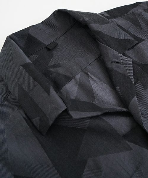 VUヴウgeometric open collar shirt [BLACK×STEEL］幾何学開襟シャツ vu-sht-005