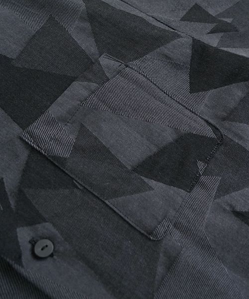 VUヴウgeometric open collar shirt [BLACK×STEEL］幾何学開襟シャツ vu-sht-005
