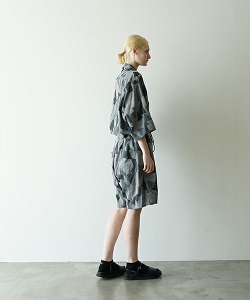 VUヴウgeometric easy short pants [WHITE×BLACK] 幾何学ショートパンツ vu-pnt-010