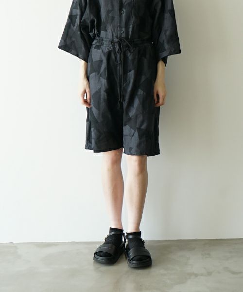 VUヴウgeometric easy short pants [BLACK×STEEL] 幾何学ショートパンツ vu-pnt-010