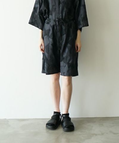 VUヴウgeometric easy short pants [BLACK×STEEL] 幾何学ショートパンツ vu-pnt-010