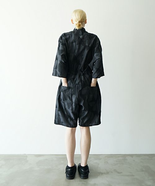 VUヴウgeometric easy short pants [BLACK×STEEL] 幾何学ショートパンツ vu-pnt-010