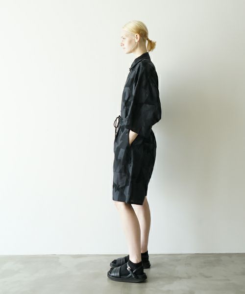 VUヴウgeometric easy short pants [BLACK×STEEL] 幾何学ショートパンツ vu-pnt-010