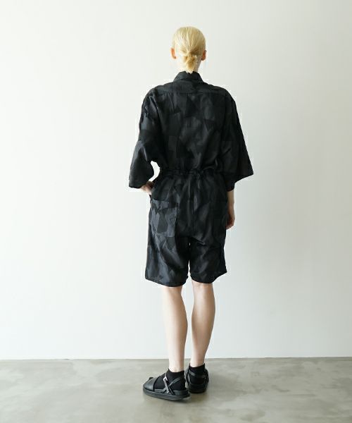 VUヴウgeometric easy short pants [BLACK×STEEL] 幾何学ショートパンツ vu-pnt-010