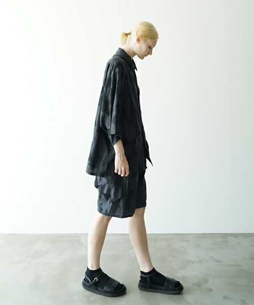 VUヴウgeometric easy short pants [BLACK×STEEL] 幾何学ショートパンツ vu-pnt-010
