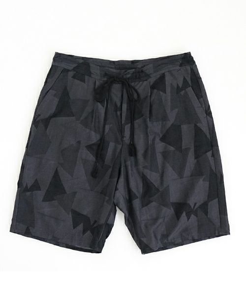 VUヴウgeometric easy short pants [BLACK×STEEL] 幾何学ショートパンツ vu-pnt-010