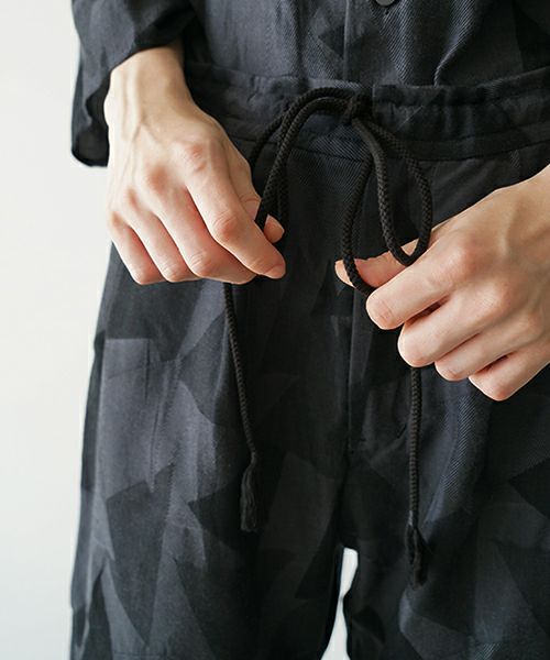VUヴウgeometric easy short pants [BLACK×STEEL] 幾何学ショートパンツ vu-pnt-010