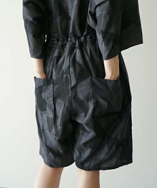 VUヴウgeometric easy short pants [BLACK×STEEL] 幾何学ショートパンツ vu-pnt-010