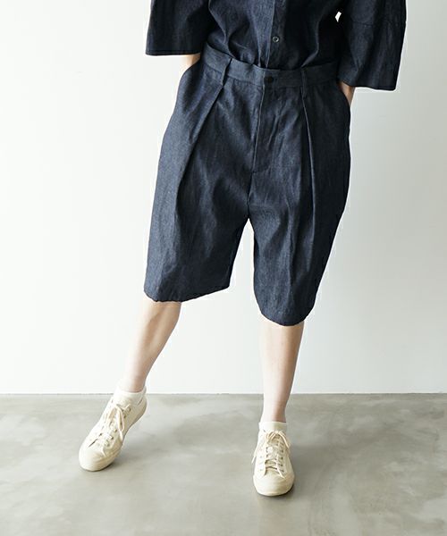 VUヴウdenim short pants [DEEP BLUE] デニムワイドショートパンツ vu-pts-01