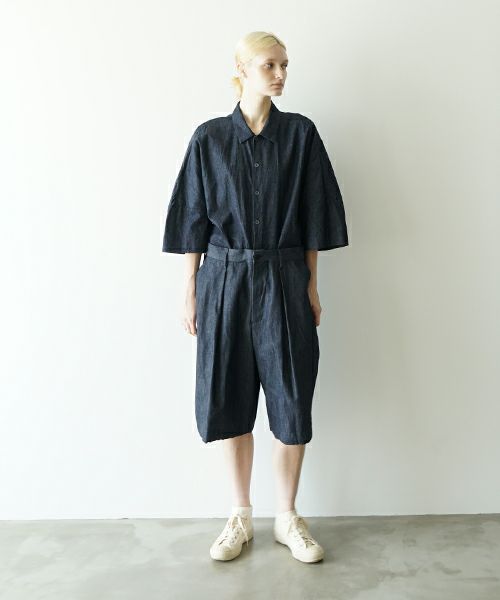 VUヴウdenim short pants [DEEP BLUE] デニムワイドショートパンツ vu-pts-01