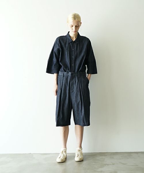 VUヴウdenim short pants [DEEP BLUE] デニムワイドショートパンツ vu-pts-01
