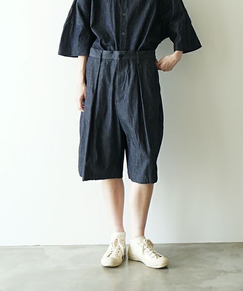 VUヴウdenim short pants [DEEP BLUE] デニムワイドショートパンツ vu-pts-01