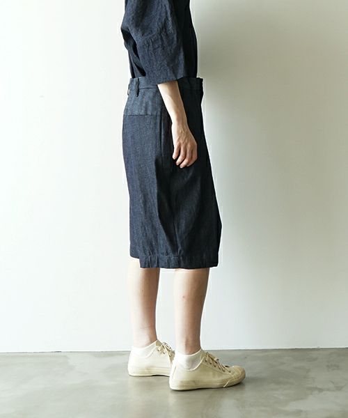 VUヴウdenim short pants [DEEP BLUE] デニムワイドショートパンツ vu-pts-01
