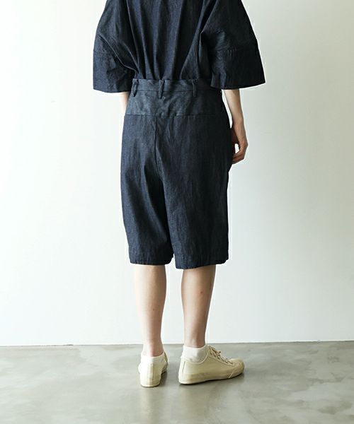 VUヴウdenim short pants [DEEP BLUE] デニムワイドショートパンツ vu-pts-01