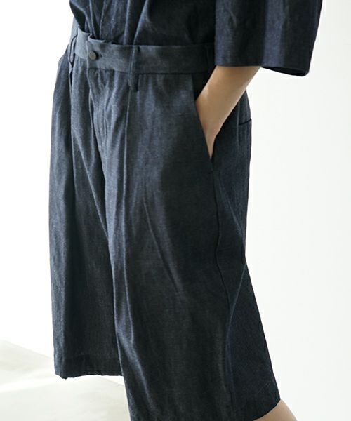 VUヴウdenim short pants [DEEP BLUE] デニムワイドショートパンツ vu-pts-01