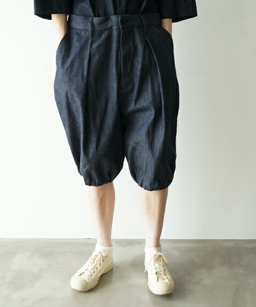 VUヴウdenim short pants [DEEP BLUE] デニムワイドショートパンツ vu-pts-01
