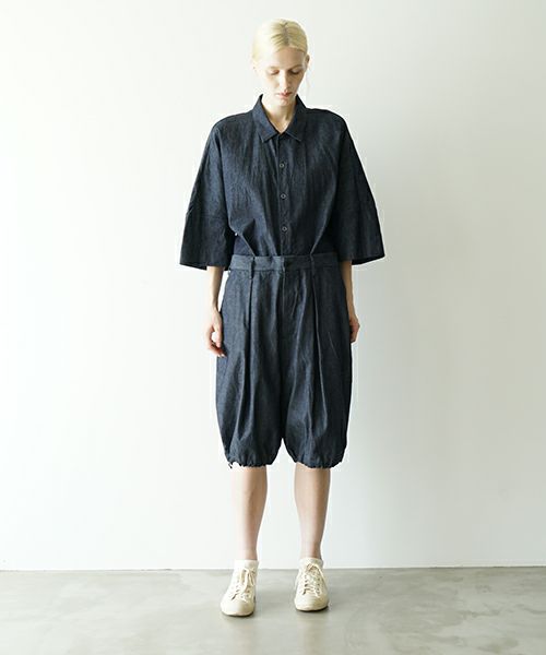 VUヴウdenim short pants [DEEP BLUE] デニムワイドショートパンツ vu-pts-01
