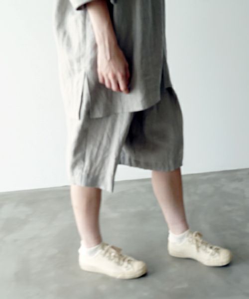 VUヴウwide short pants [STONE GRAY] リネンワイドショートパンツ vu-pts-01