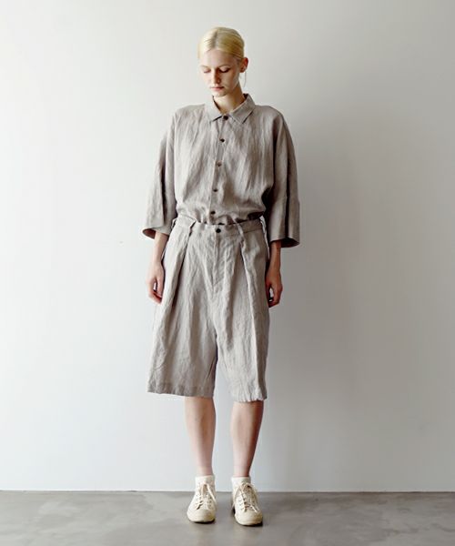 VUヴウwide short pants [STONE GRAY] リネンワイドショートパンツ vu-pts-01