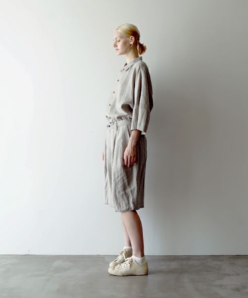 VUヴウwide short pants [STONE GRAY] リネンワイドショートパンツ vu-pts-01