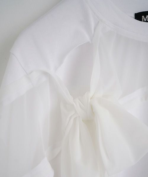  MIYAOミヤオRIBBON T-SHIRT [MCTS-02/WHITE×WHITE]シフォンリボン ティーシャツ