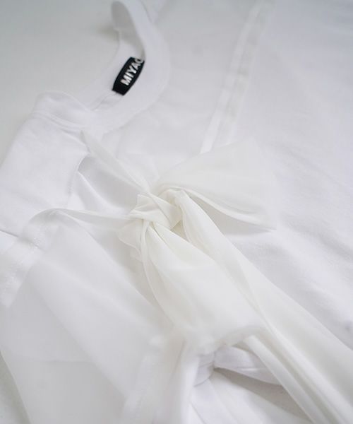  MIYAOミヤオRIBBON T-SHIRT [MCTS-02/WHITE×WHITE]シフォンリボン ティーシャツ