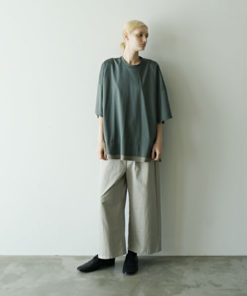 VUヴウtwo slit t-shirt [DEEP KHAKI×OLIVE] vu-cut-004重ねスリットtシャツ