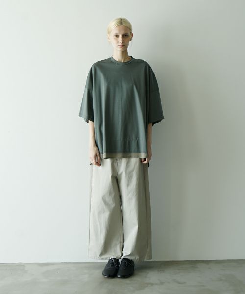 VUヴウtwo slit t-shirt [DEEP KHAKI×OLIVE] vu-cut-004重ねスリットtシャツ