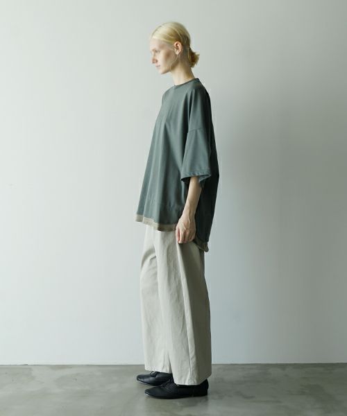 VUヴウtwo slit t-shirt [DEEP KHAKI×OLIVE] vu-cut-004重ねスリットtシャツ