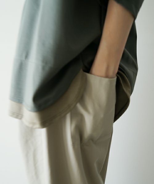 VUヴウtwo slit t-shirt [DEEP KHAKI×OLIVE] vu-cut-004重ねスリットtシャツ