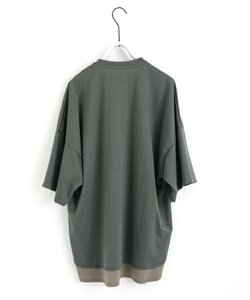VUヴウtwo slit t-shirt [DEEP KHAKI×OLIVE] vu-cut-004重ねスリットtシャツ
