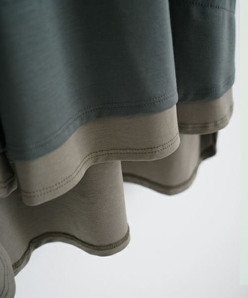 VUヴウtwo slit t-shirt [DEEP KHAKI×OLIVE] vu-cut-004重ねスリットtシャツ