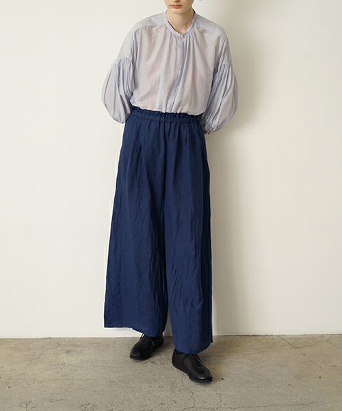 suzuki takayukiスズキタカユキgarthered pants II [S251-32/dark blue]ギャザーパンツ