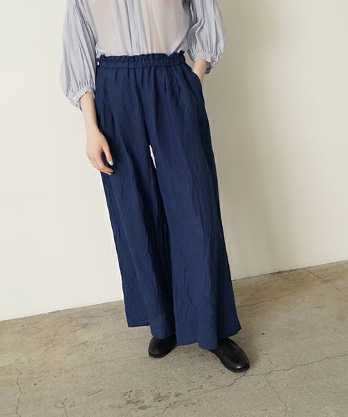 suzuki takayukiスズキタカユキgarthered pants II [S251-32/dark blue]ギャザーパンツ