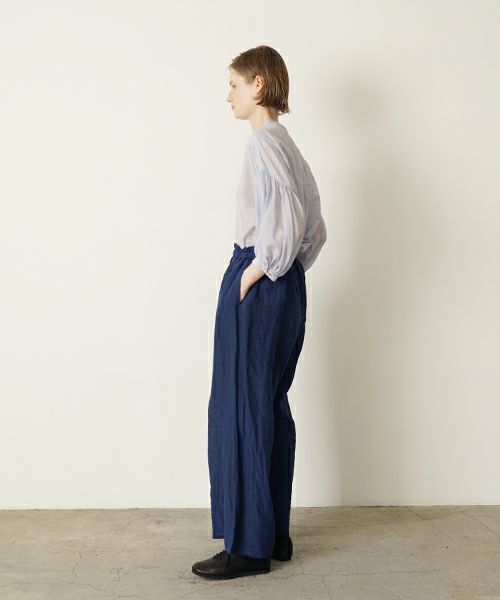 suzuki takayukiスズキタカユキgarthered pants II [S251-32/dark blue]ギャザーパンツ