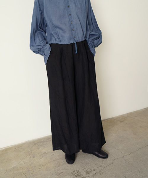 suzuki takayukiスズキタカユキgarthered pants II [S251-32/black]ギャザーパンツ