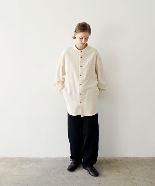 VUヴウwide stand collar shirts nep cotton silk [OFF WHITE] vu-sht-008
