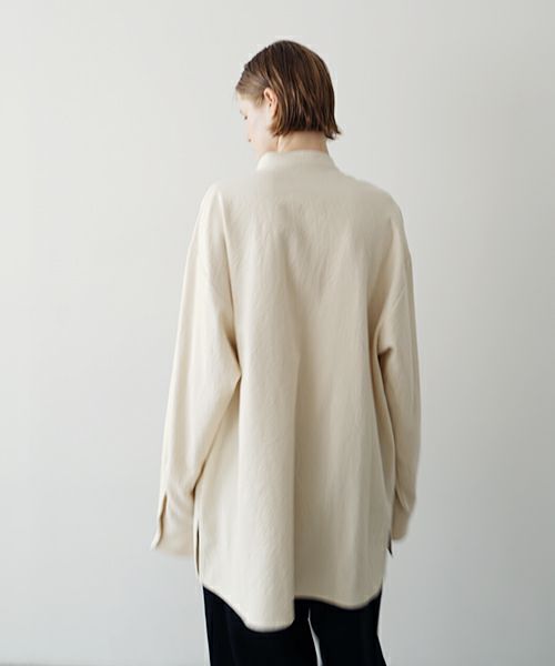 VUヴウwide stand collar shirts nep cotton silk [OFF WHITE] vu-sht-008