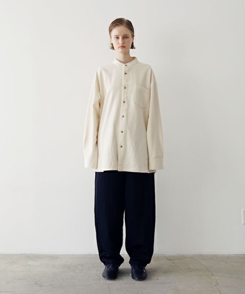 VUヴウwide stand collar shirts nep cotton silk [OFF WHITE] vu-sht-008