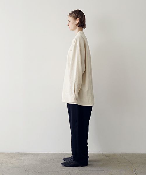 VUヴウwide stand collar shirts nep cotton silk [OFF WHITE] vu-sht-008